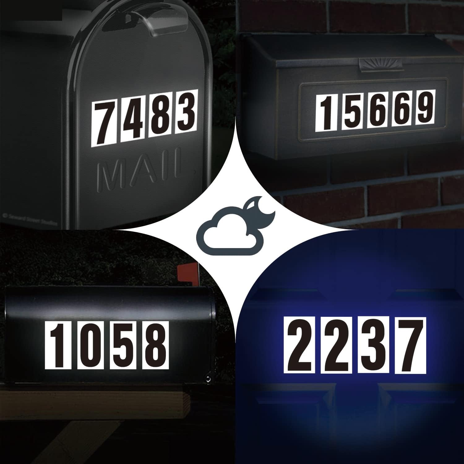 3 Inch Adhesive Numbers for Mailbox, House Numbers, Reflective Number Sticker, Mailbox Decals, Address Number, Trash Cans Decal, for Outside (60 PCS)