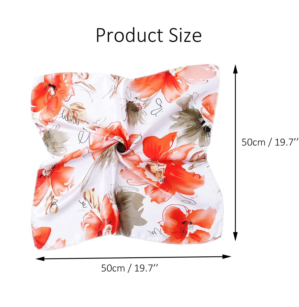 OHEETU 10Pcs 19.7inch Mixed Color Silk Square Scarf Neck Scarfs Multi-functions Handkerchief Satin Handbag Wraps Headband Hair Tie Band 50x50cm