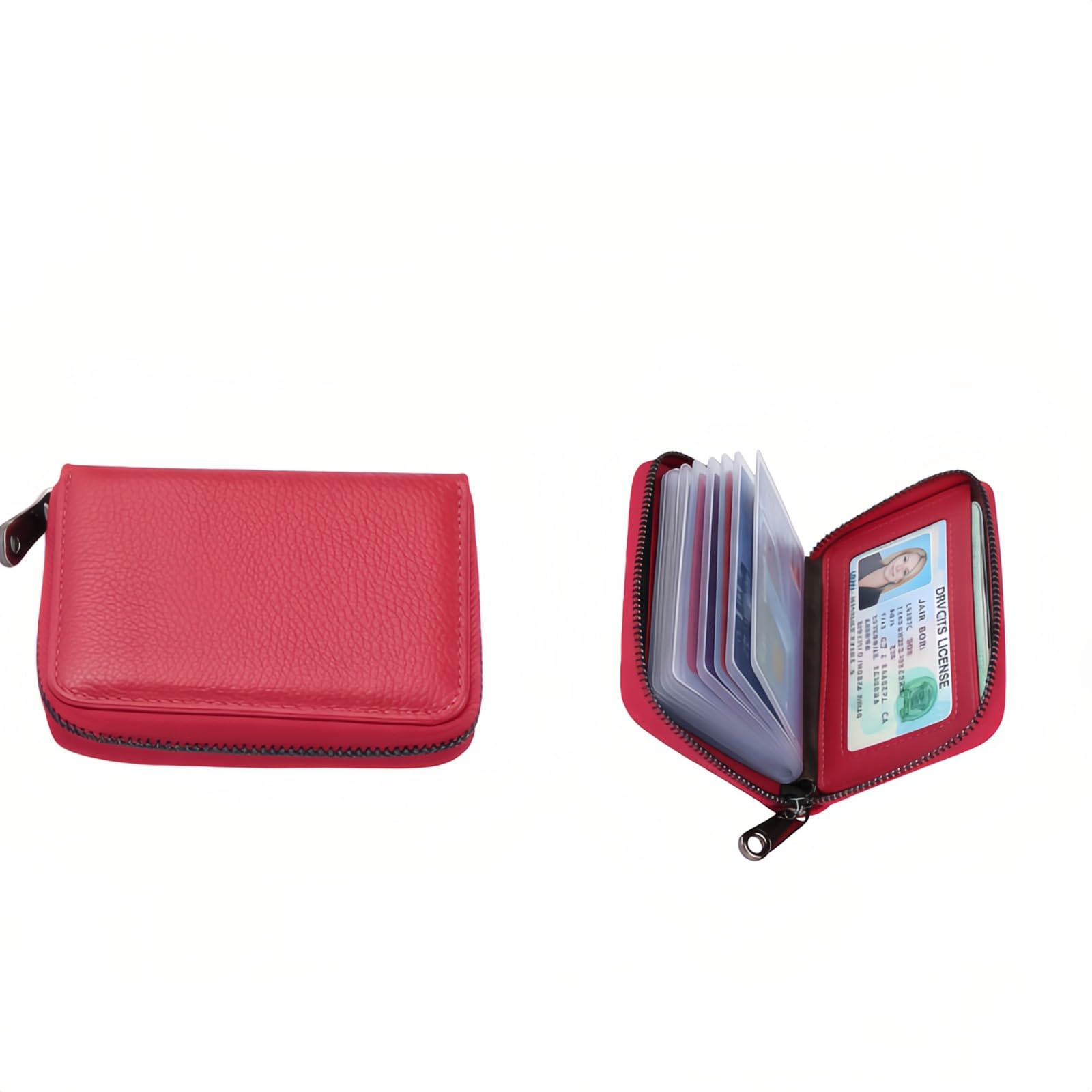 Genuine Leather Credit Card Holder Wallet Case Bank Card Case RFID Blocking Secure Card Case ID Case Organizer