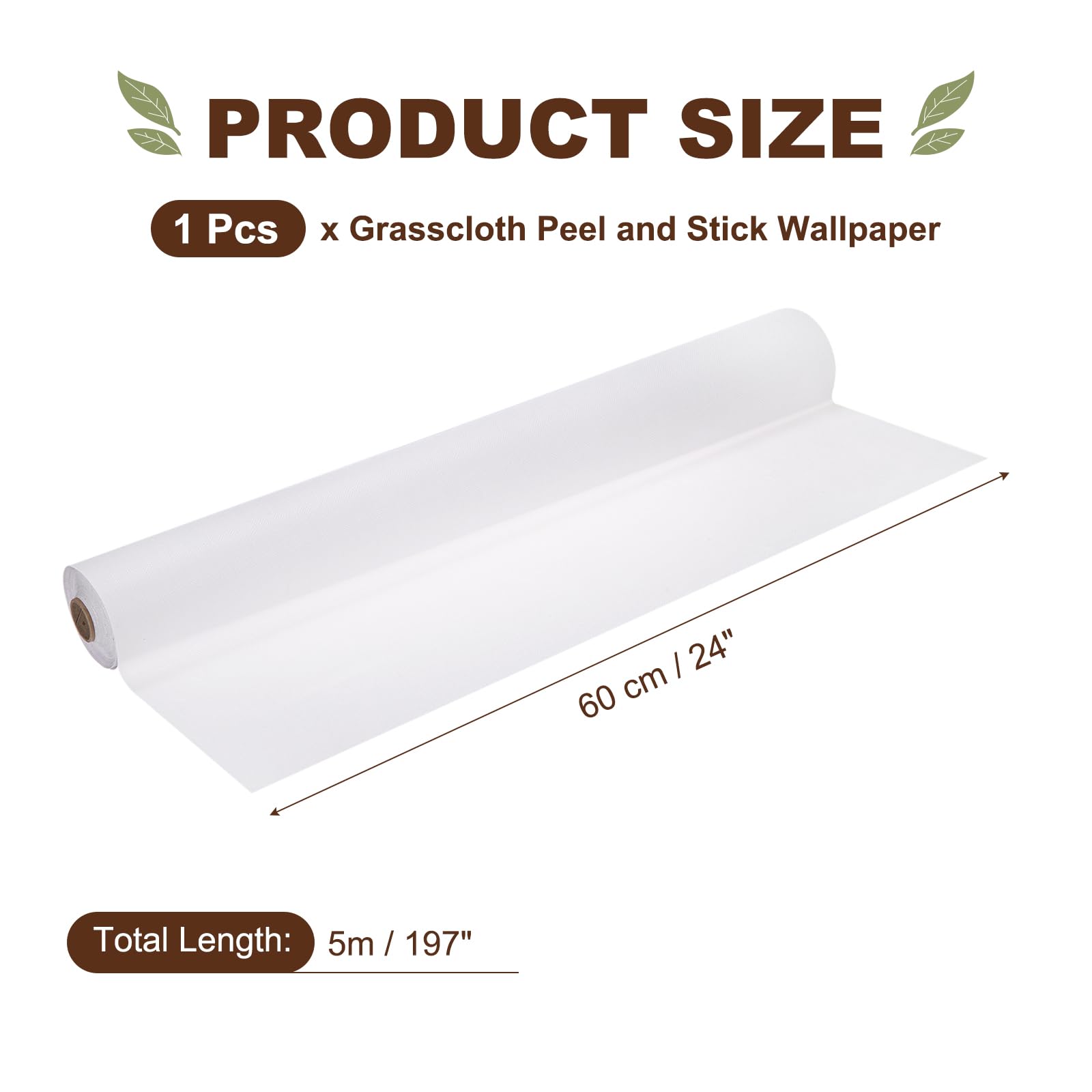 QUARKZMAN Papel Pintado Texturizado De Lino 60cm x 5m/24 x 197 Blanco Puro