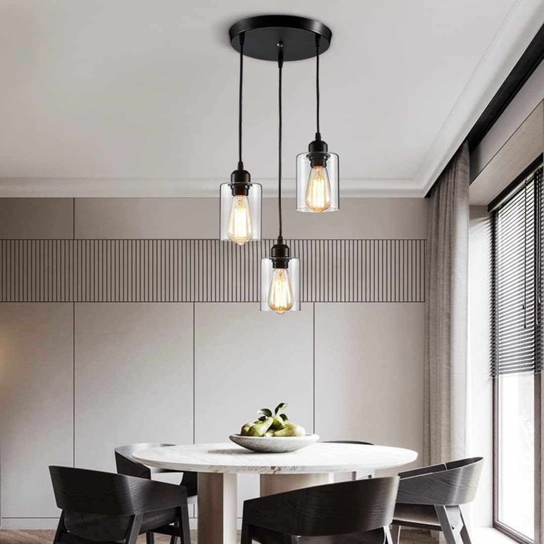 3-Light Black Ceiling Canopy Kit 13.8 Inches Ceiling Light Plate Light Fixtures with Mounting Hardware for Chandelier Ceiling Pendant Light Hanging Lamps Fixtures (3 Head) (Black)