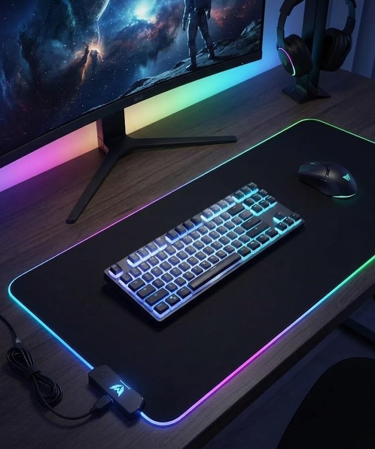 Alfombrilla gaming para ratón con luces LED