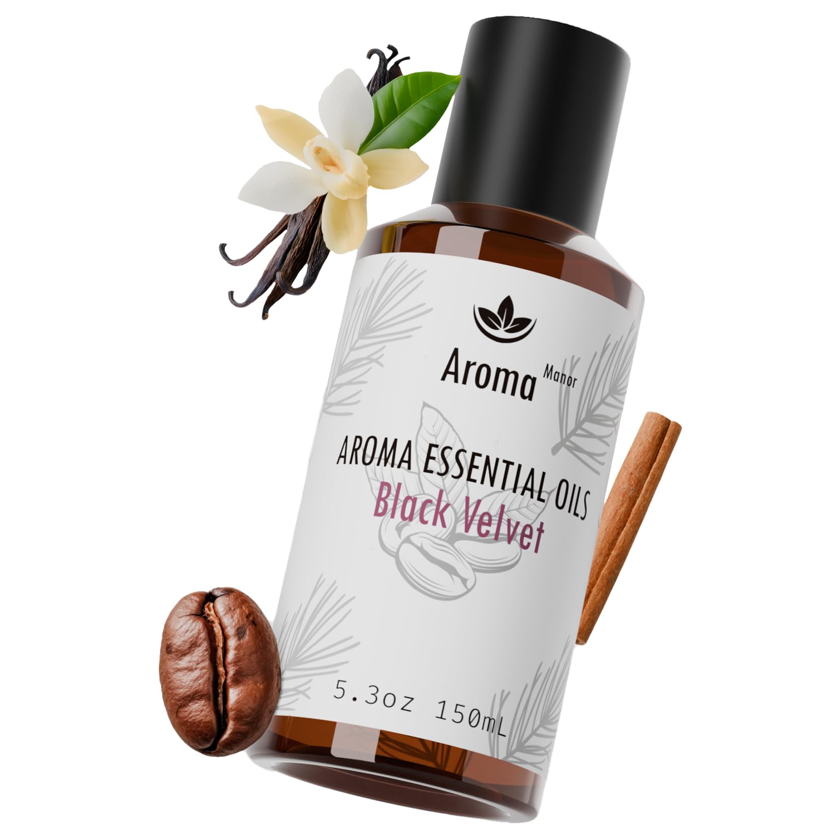 Hotel Fragrance Oil - Black Velvet Essential Oils for Scent Diffuser - Black Coffee, Caramel, Cinnamon, Vanilla, Patchouli - Home Luxury Scents Aroma Fragrance for Home, Office