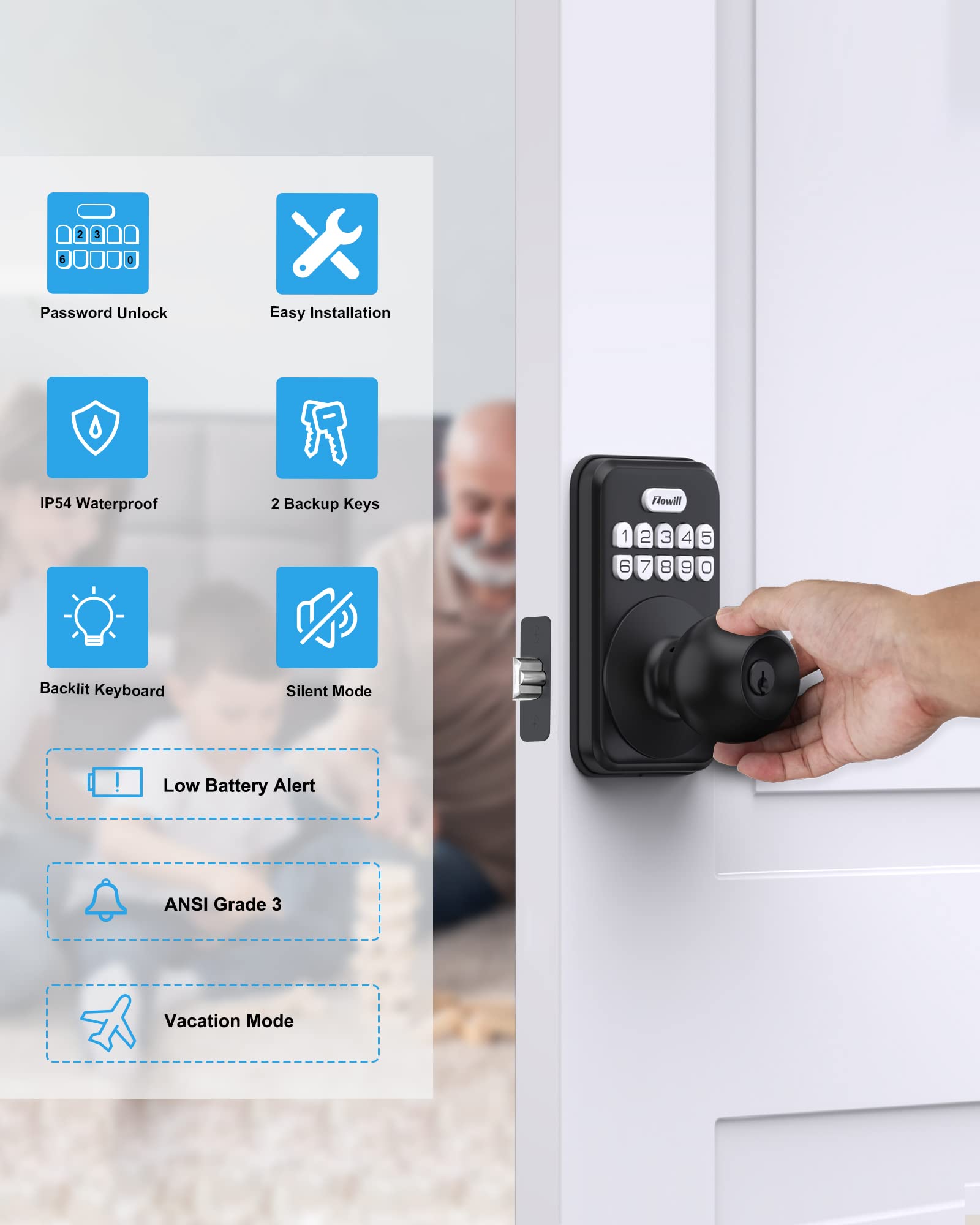 Amazon.co.jp: Zowill キーレスエントリードアロック ノブ付き - 電子