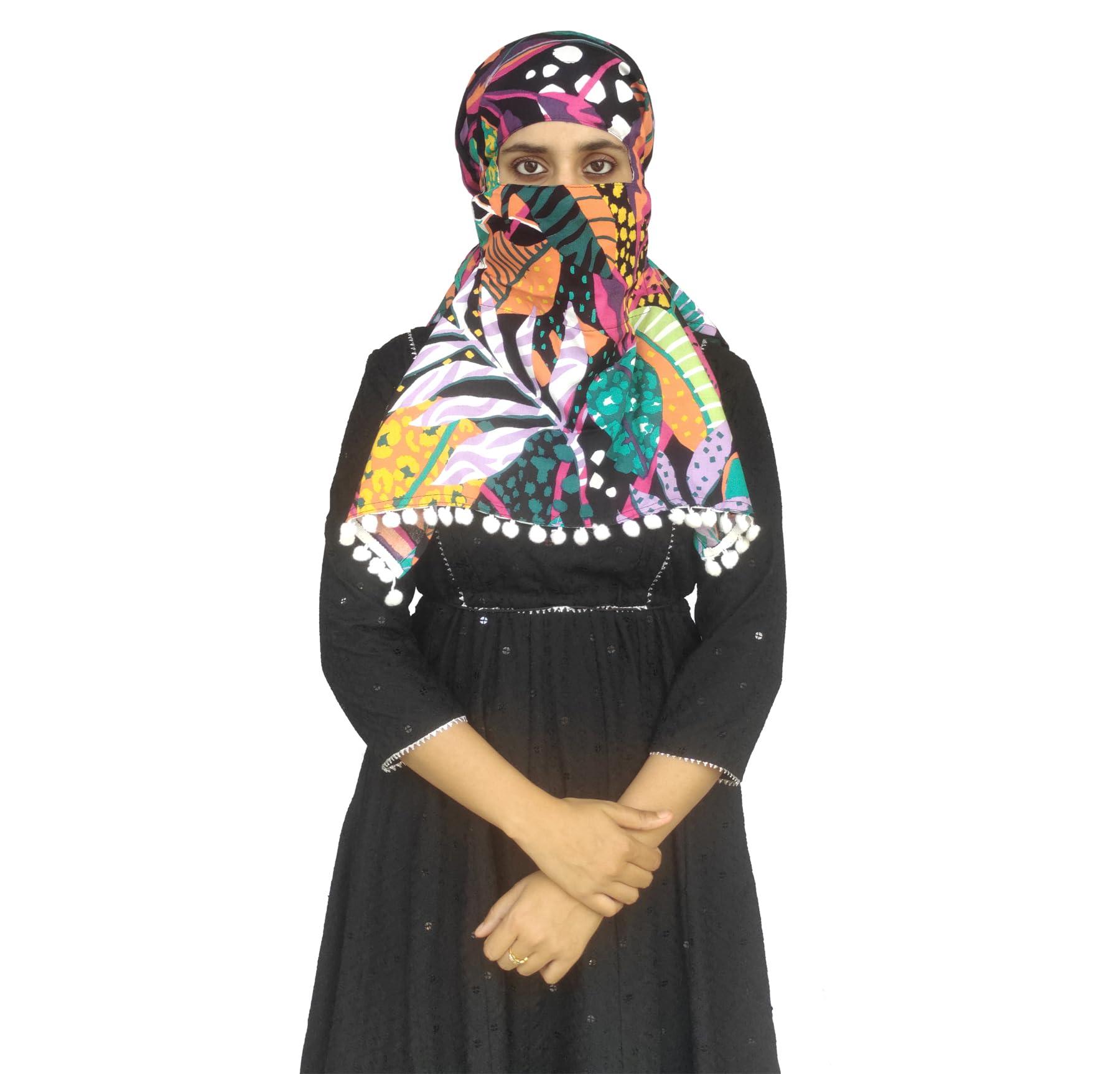 Switchon Reyon Mill dye Innovative scarf Hijab with closer 3 inch Hook and Loop Tape- Multi