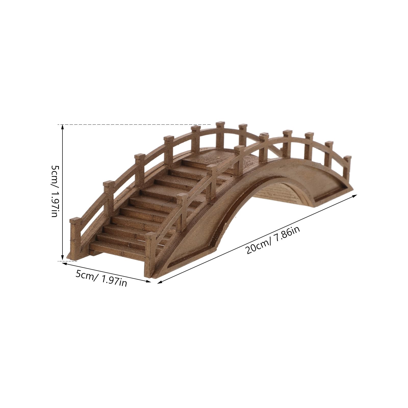 POPETPOP Petit Pont en Bois Miniature ModèLe en Arc pour Jardin Japonais DéCor Micro Paysage Accessoire De Maison Café 7.87X1.97X1.97In