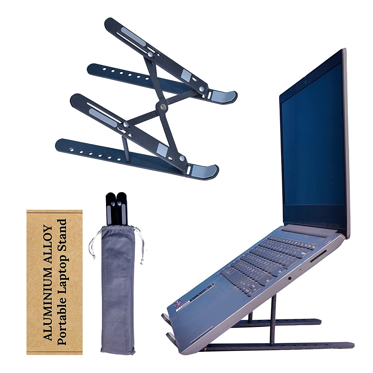 Cloud Stuff Laptop Stand Adjustable Aluminum Laptop Computer Stand Tablet Stand, Ergonomic Foldable Portable Desktop Holder Compatible with Most Devices from 10 - 15.6 Inches Laptops