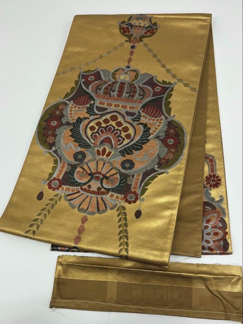 蘇州刺繍 袋帯 品 金糸 正絹 六通 Q844 最高級袋帯「蘇州刺繍 丸華 蘇州刺繍 袋帯 品 金糸 正絹 六通 Q844 最高級袋帯「蘇州刺繍 丸華