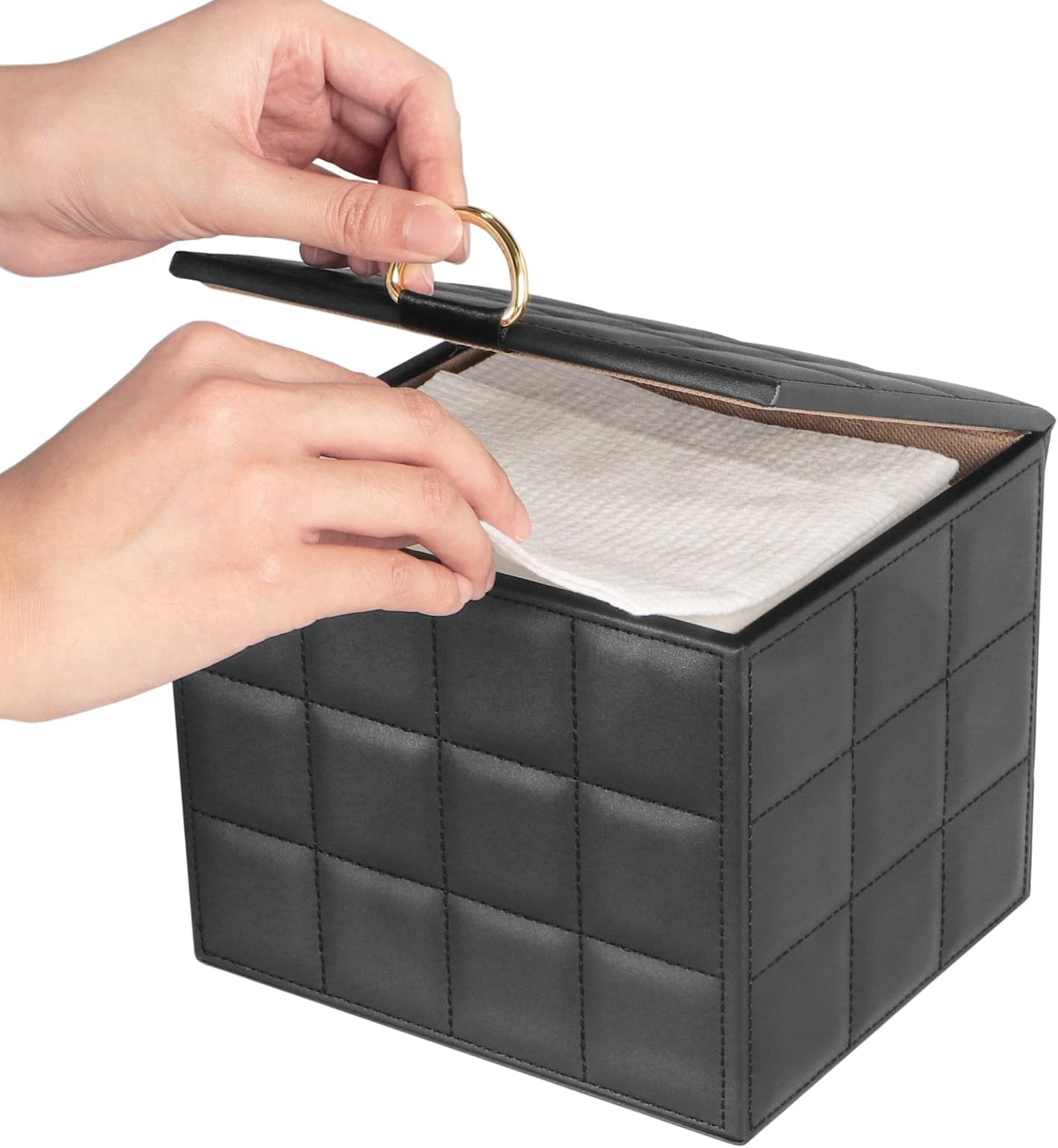 Disposable Face Towel Holder Box, Black PU Leather Container for XL Clean Skin Club Face Towels, Reusable Organizer for Clean Skin Towel Makeup Wipe Holder Counter Bathroom Organizers and Storage