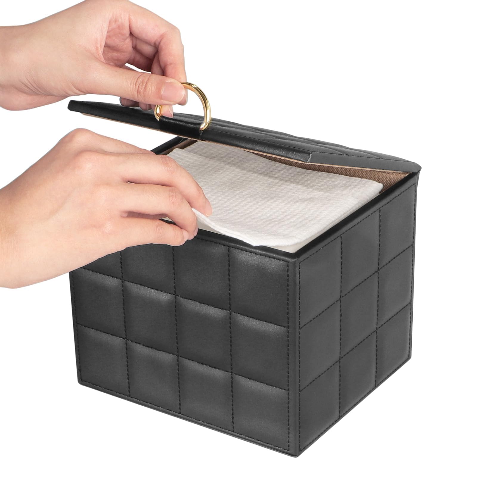 Disposable Face Towel Holder Box, Black PU Leather Container for XL Clean Skin Club Face Towels, Reusable Organizer for Clean Skin Towel Makeup Wipe Holder Counter Bathroom Organizers and Storage