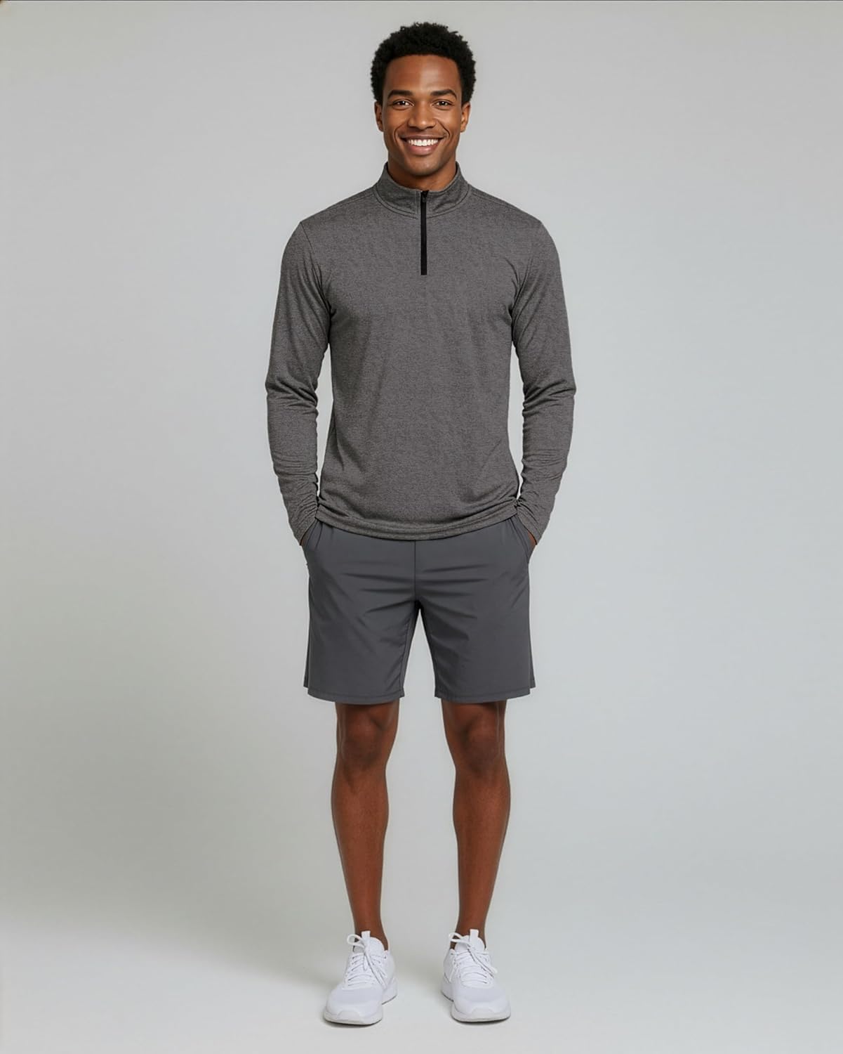 Real Essentials 3 Pack: Men's Dry-Fit Active Quarter Zip Long Sleeve Athletic Performance Pullover (Available in Big & Tall) - Image 4