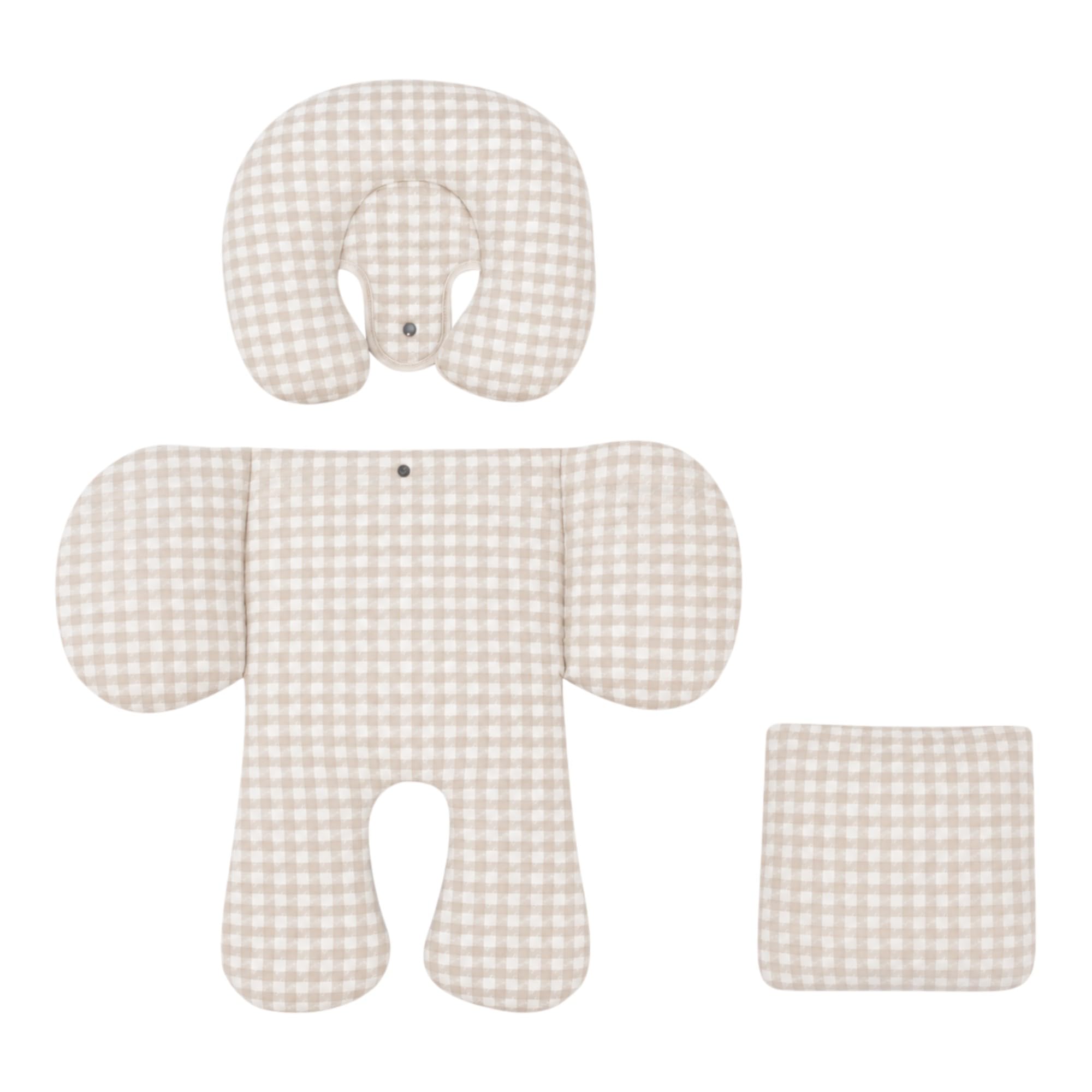 JYOKO Kids Reductor Universal Bebé 3 Piezas, Algodón Orgánico, para Cochecito y Silla de Coche Grupo 0, Diseñado y Confeccionado en Barcelona - Estampado Gold Vichy