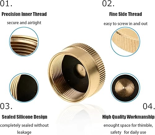 Miniatura 7 de Fachmann 12 tapas de botella de propano de latón macizo universal para todos los cilindros de tanque de gas de 1 libra