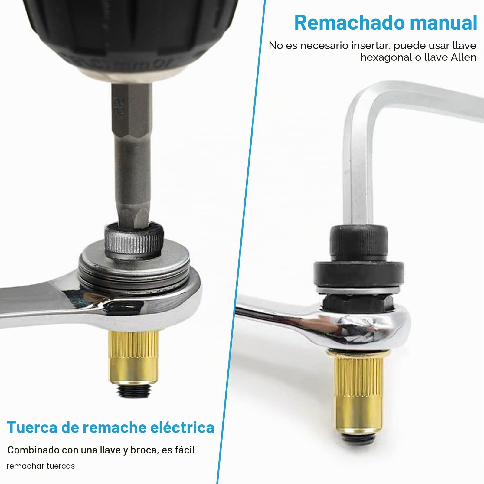 Juego de 7 alicates de remache con 70 tuercas, alicates roscados para M3, M4, M5, M6, M8, M10, M12, Tuercas de empuje, herramienta de remache manual, juego de alicates para metal, acero, chapa y