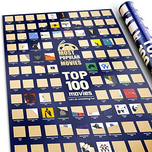 100 Movie Posters Scratch Off Movie Poster Top Movie Gifts for Movie lovers with Scratching Tool Top Films of All Time Bucket List Movie night Posters for Room Aesthetic Decor Wall Art for bedroom (16.5" x 23.4")