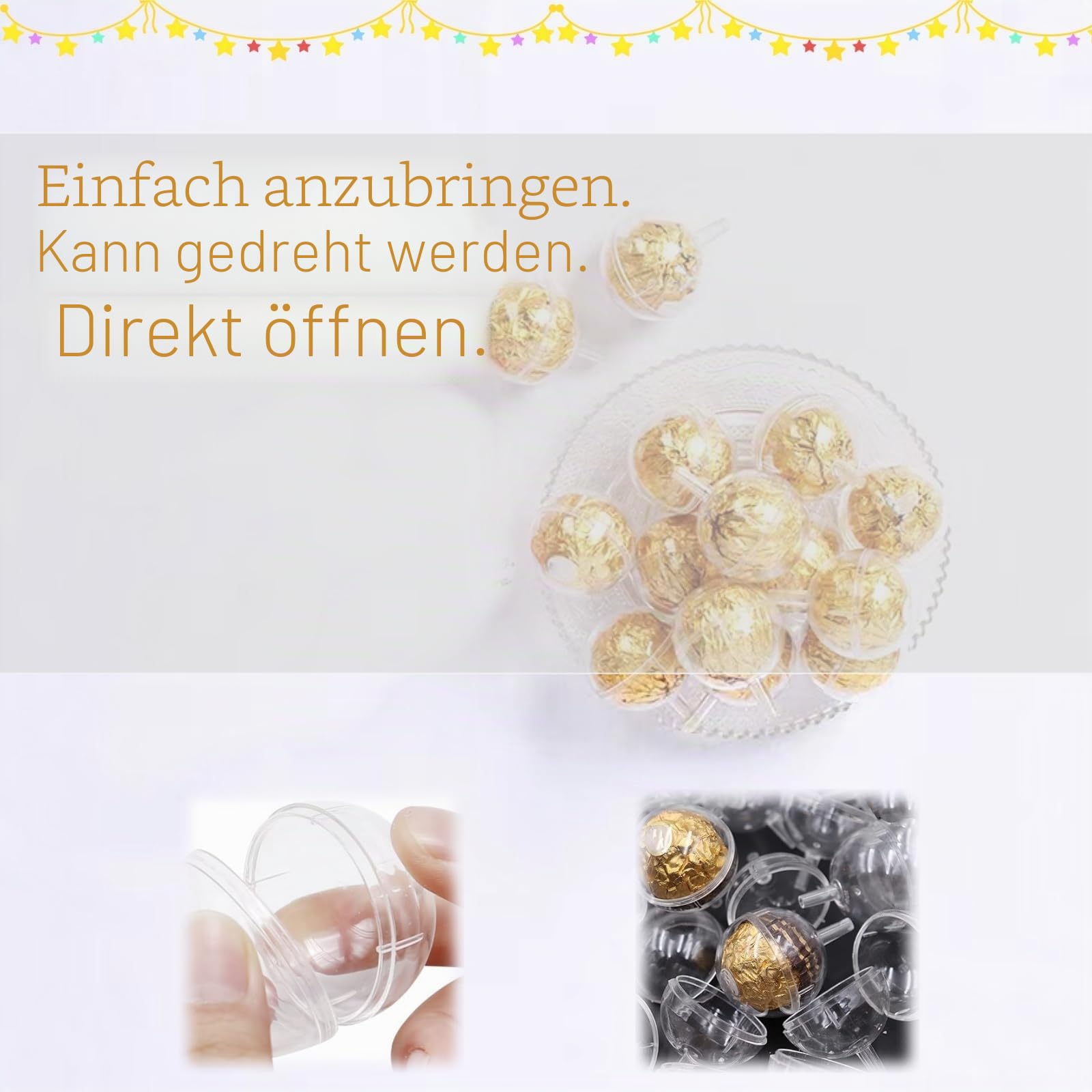 100 Stück Schokoladenhalter, transparente Kugeln, Acryl-Schokoladenhalter, Schokoladenhalter, Schokoladenstrauß, Blumenhalter, Schokoladenhüllen, geeignet für selbstgemachte Schokoladensträuße,