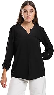 قميص كاجوال بأكمام مطوية للنساء