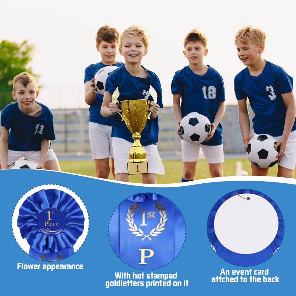 Lot De 3 Rubans De Récompense 1ère Place - Couleur Bleue, Pour Gagnant