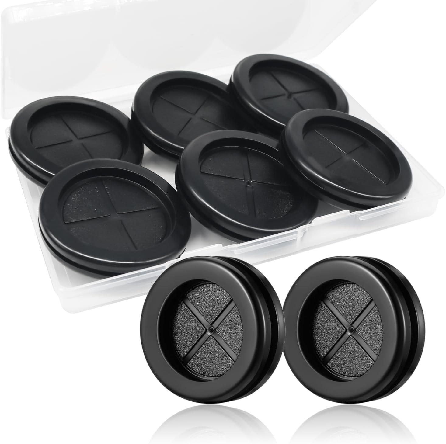 6PCS 2 inch Rubber Grommet for Wiring Double-Sided Hole Plugs Wall Grommets for Cables DD040-2