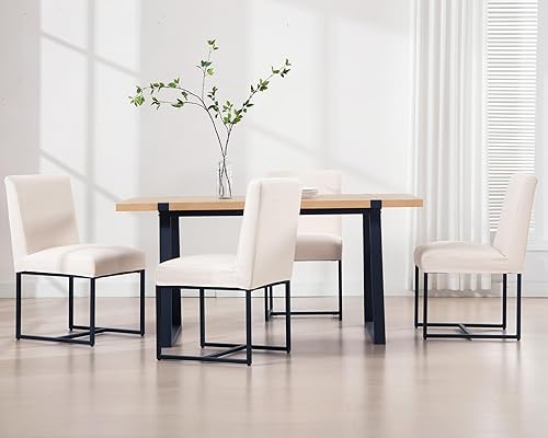 Miniatura 54 de HNY Juego de 2 sillas de cocina cómodas y modernas, de piel sintética, para cocina y comedor, silla auxiliar tapizada con marco de metal con acabado