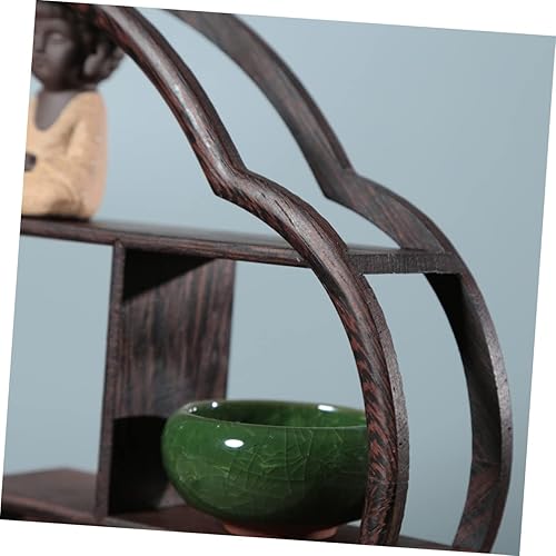 Vista 9 de Healifty 1 soporte de exhibición vintage, estante antiguo, gabinete de piso, estante retro, estantería circular, estante de pared, estante rústico