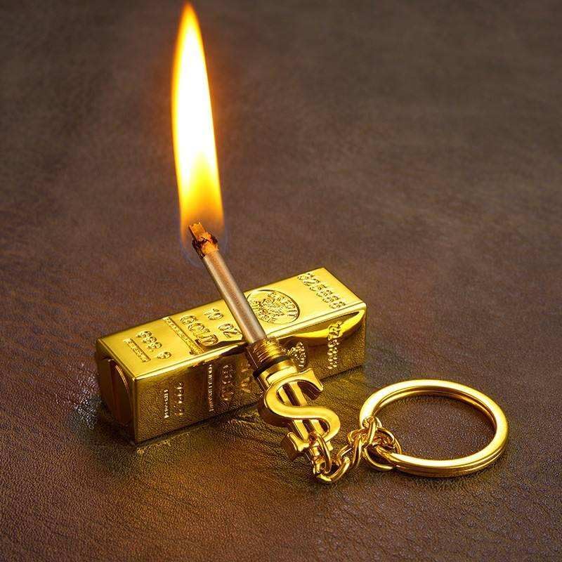 Gold Bar Match Lighter | Portable Waterproof and Windproof Vintage Kerosene Lighter with Key Chain Attached | Golden