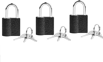 Padlock, 3 Pack Small Padlock with Keys, Suitcase Locks, Luggage Locks, Mini Padlocks (Keyed Alike) for Travel Bags, Cabinets, Gym Lockers, Toolbox-25mm