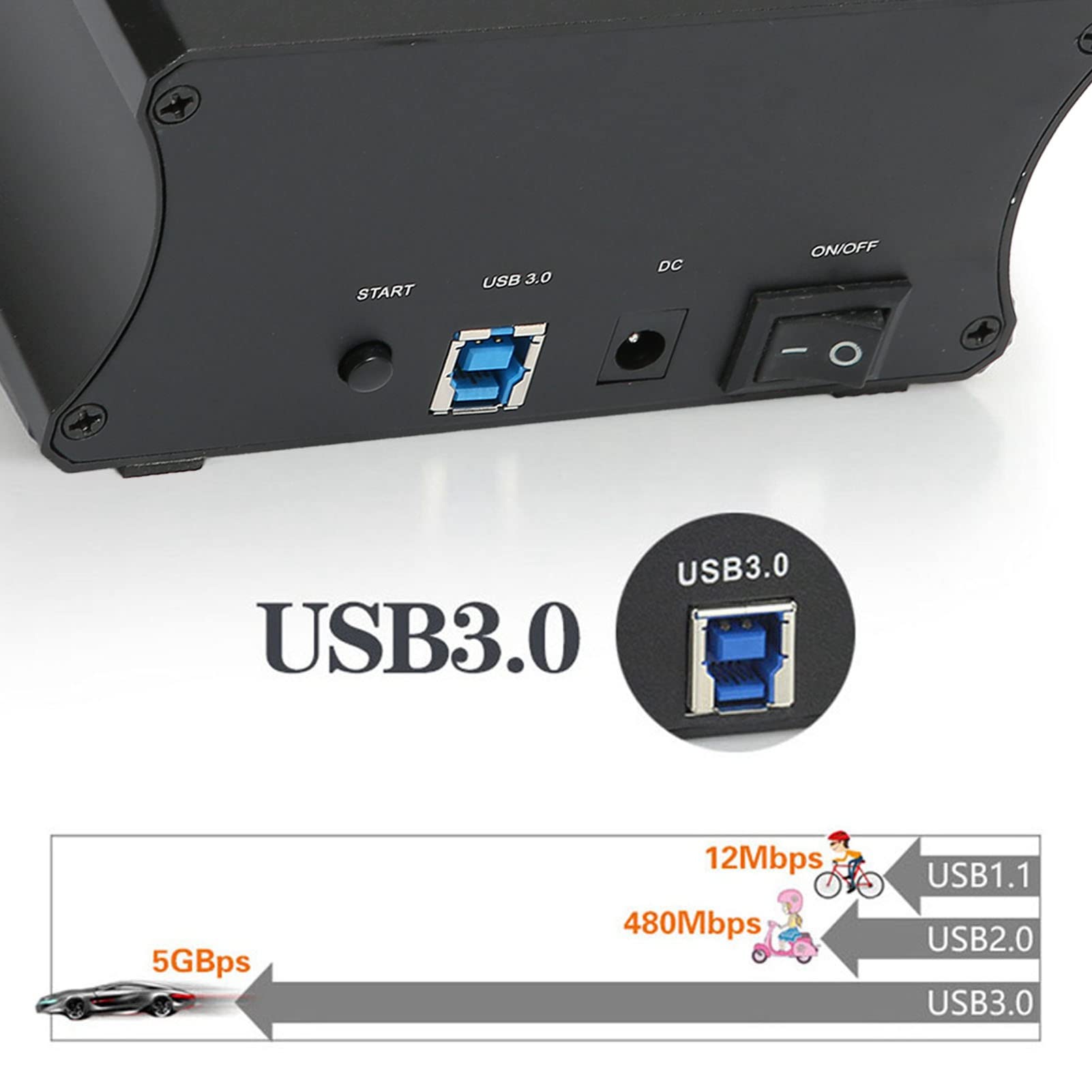 Stacja dokująca USB3.0 z zewnętrznym dyskiem twardym, z adapterem NGFF M.2/mSATA, funkcją klonowania w trybie offline, 6Gbps Dual Bay HDD Docking Station (EU)