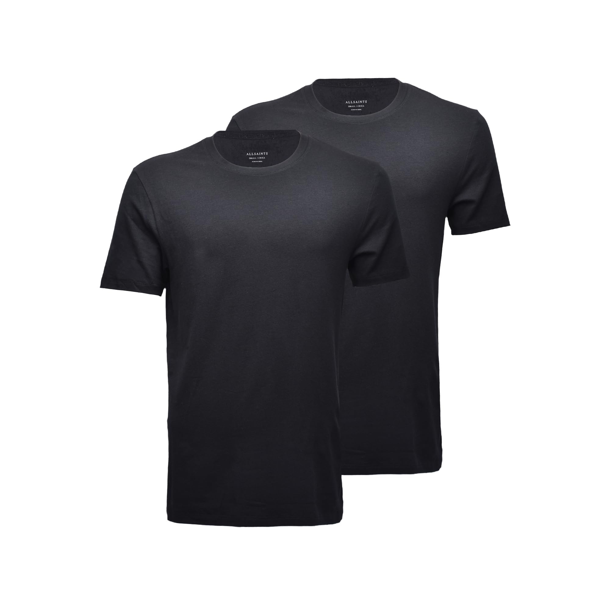 AllSaints Herren-T-Shirts mit Rundhalsausschnitt, Bio-Baumwolle, weich, atmungsaktive Herrenoberteile, schwarz, 2er-Pack