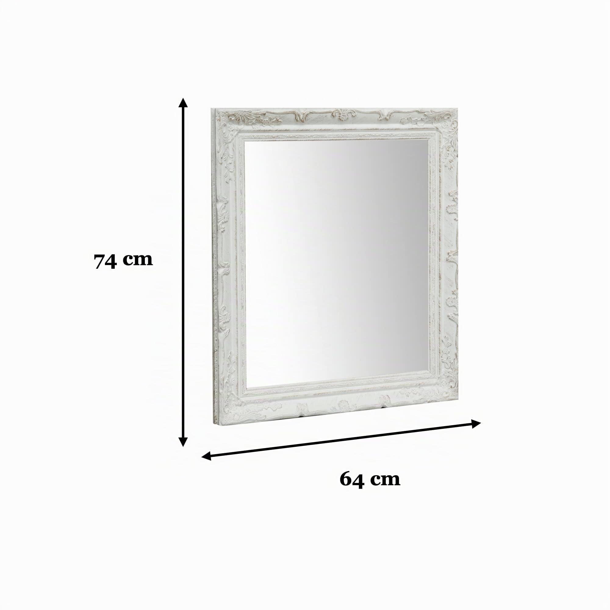 Biscottini Specchio da parete 74x64x4 cm - Specchio bagno con cornice bianca - Specchio shabby - Specchi decorativi per la casa - Specchio da parete
