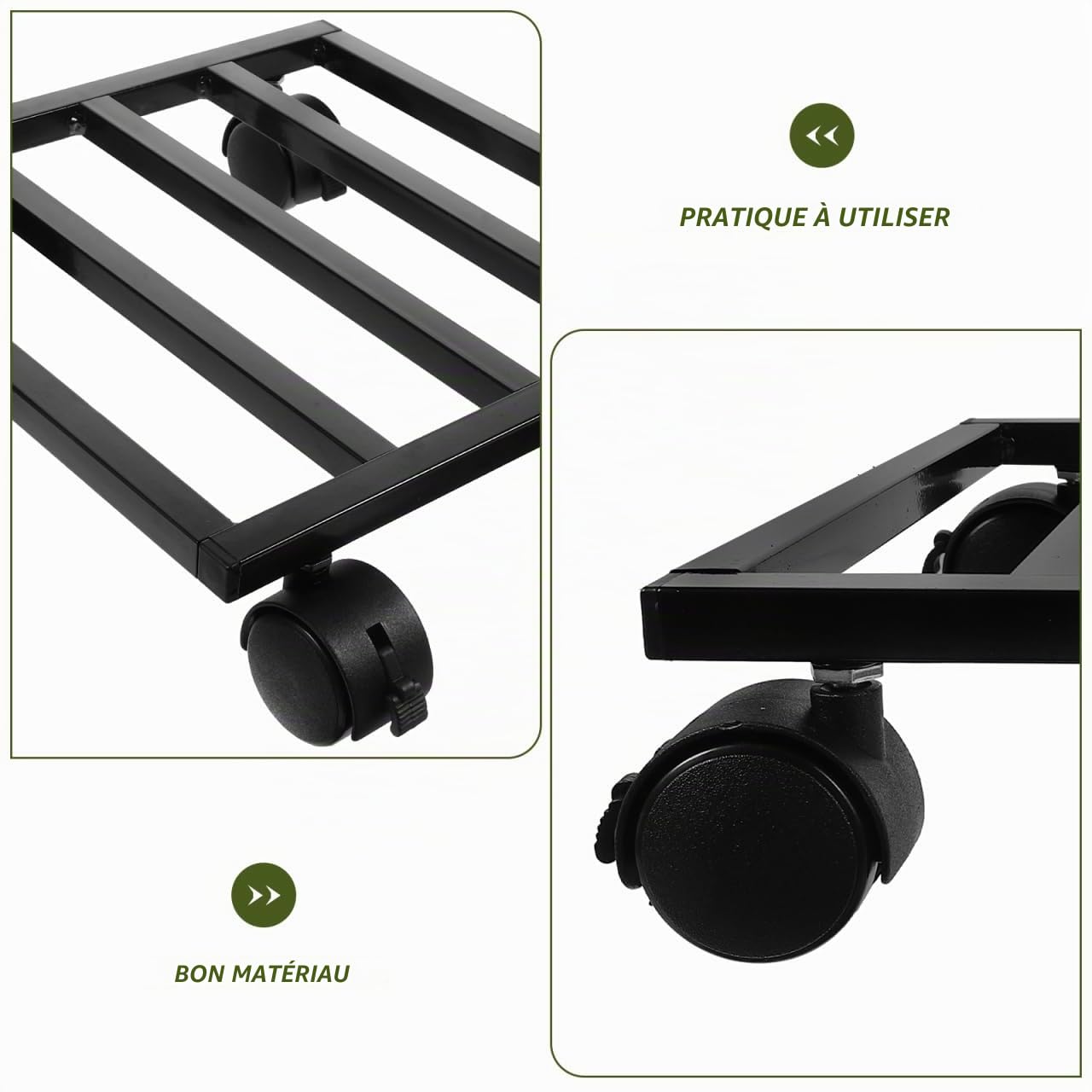 Kisangel Support De Plante avec Roulette 9.84In Base Roulante pour Pot De Fleur Robuste Mobilité Facile Intérieur Extérieur Jardin