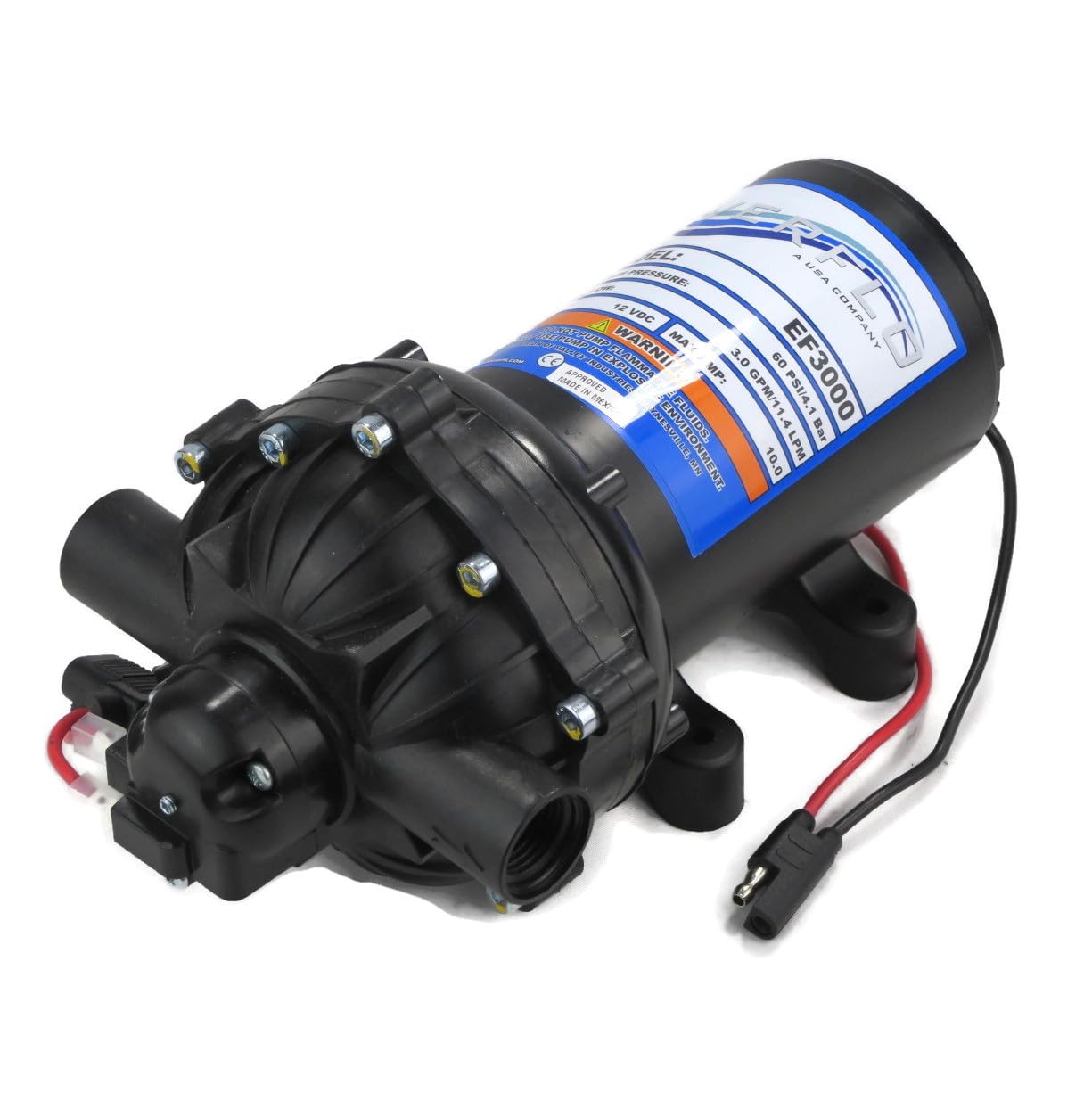 OEM | Everflo Pompe à membrane 3,0 GPM, 12 V, 60 PSI EF3000-BC, EF3000BC, 14190335