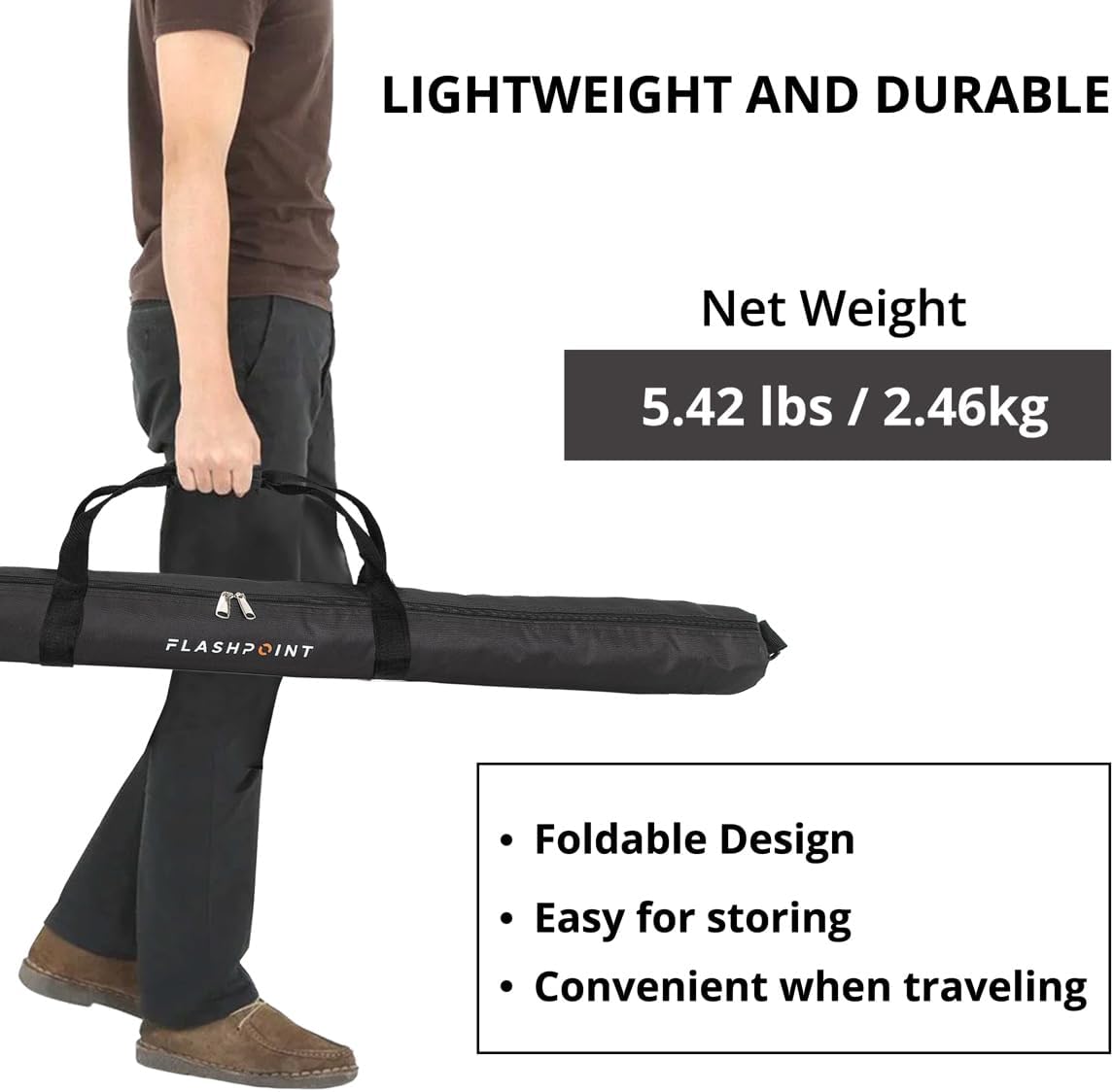 Flashpoint 13' Pro Air-Cushioned Heavy-Duty Light Stand V2, Black, 2-Pack