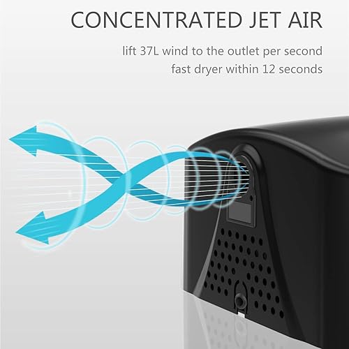 Miniatura 5 de AIKE Secador de manos de alta velocidad del cubo del jet resistente para el cuarto de baño 110V 1400W, modelo AK2800C cubierta pintada negro mate