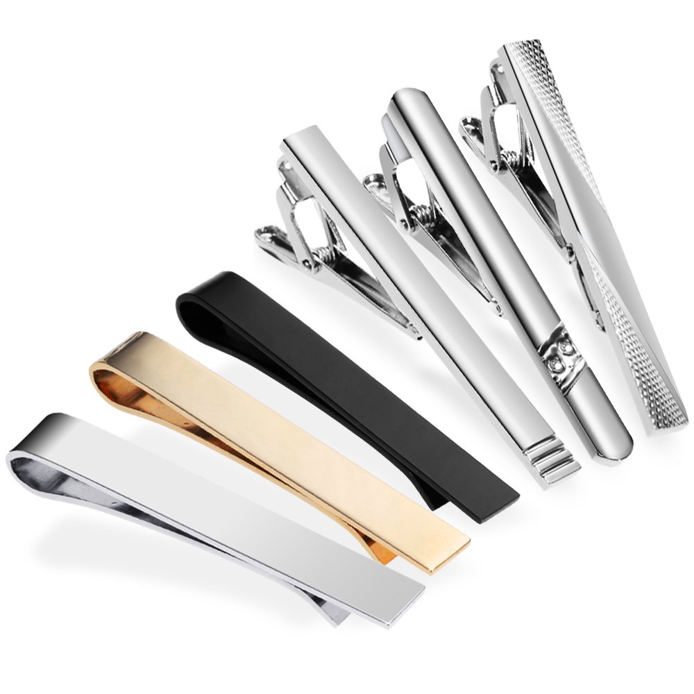 Zacro 6pcs Tie Clip Bar Pinch Necktie Premium Alloy,Suitable for Businessman