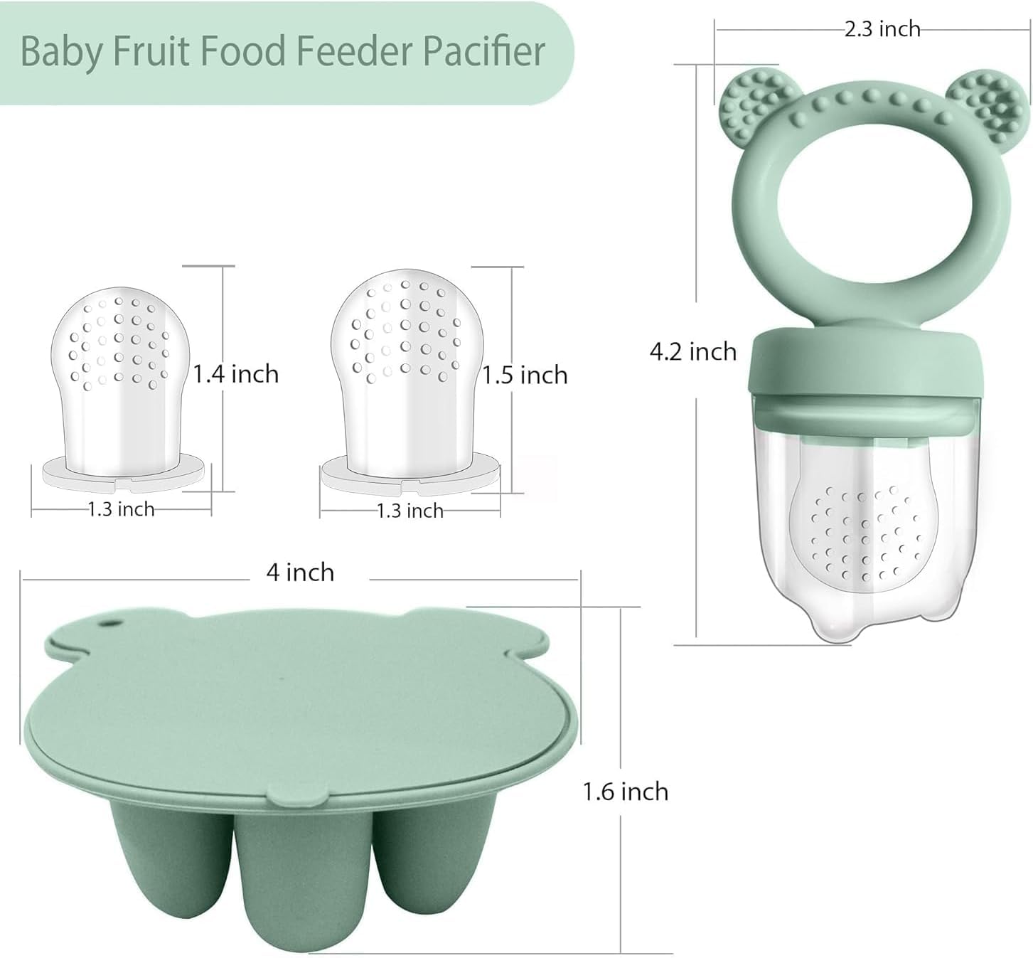 Chupete alimentador de frutas para bebés, comedero de silicona para alimentos para bebés, moldes para congelar paletas de leche materna para dentición de bebés y autoalimentación infantil