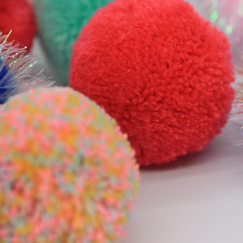 Miniatura 6 de Pelotas de juguete para gatos, pompón de gato, bolas esponjosas brillantes sin campanas, 14 unidades