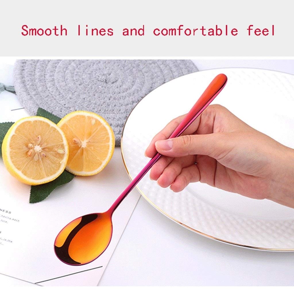 Cuillères à dessert 10 pièces en couleur cuillères à soupe cuillère ronde en acier inoxydable, titane plaqué coréenne dîner cuillère Flatware Thicken cuillère à soupe 8.1in / 6po Cuillères de service