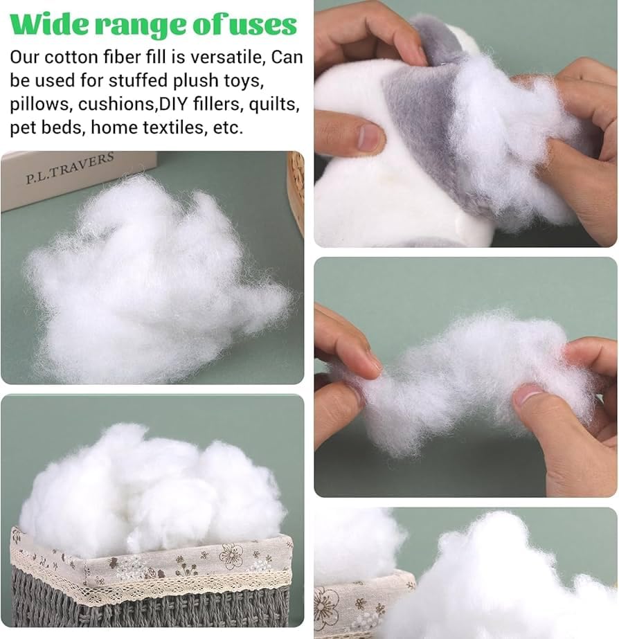 Image of HB MSALA Fiber Racron Polyester Synthetic Cotton Filling, 300 Grams