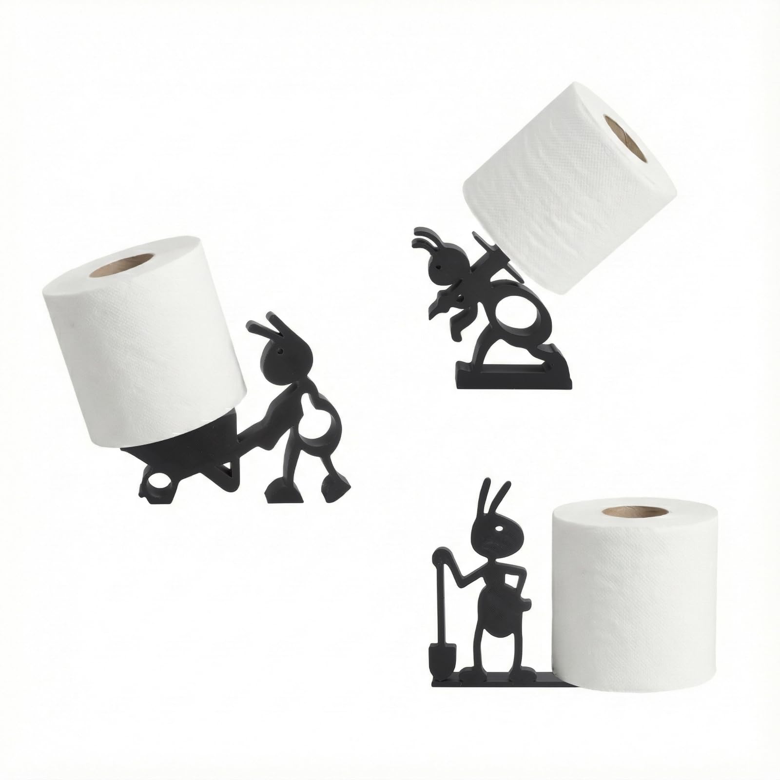 DAWRIS 3 PCS Ant Toilet Roll Holders, Funny 3D Printed Bathroom Decor, Freestanding Novelty Toilet Paper Holders, No-Drill Design for Bathroom, Guest WC and Caravans