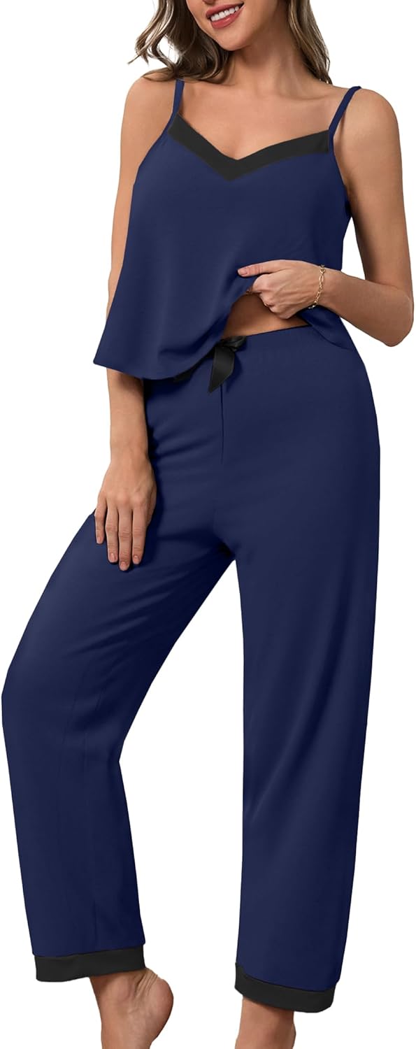 Hilinker womens cute 2 piece pajama set v neck