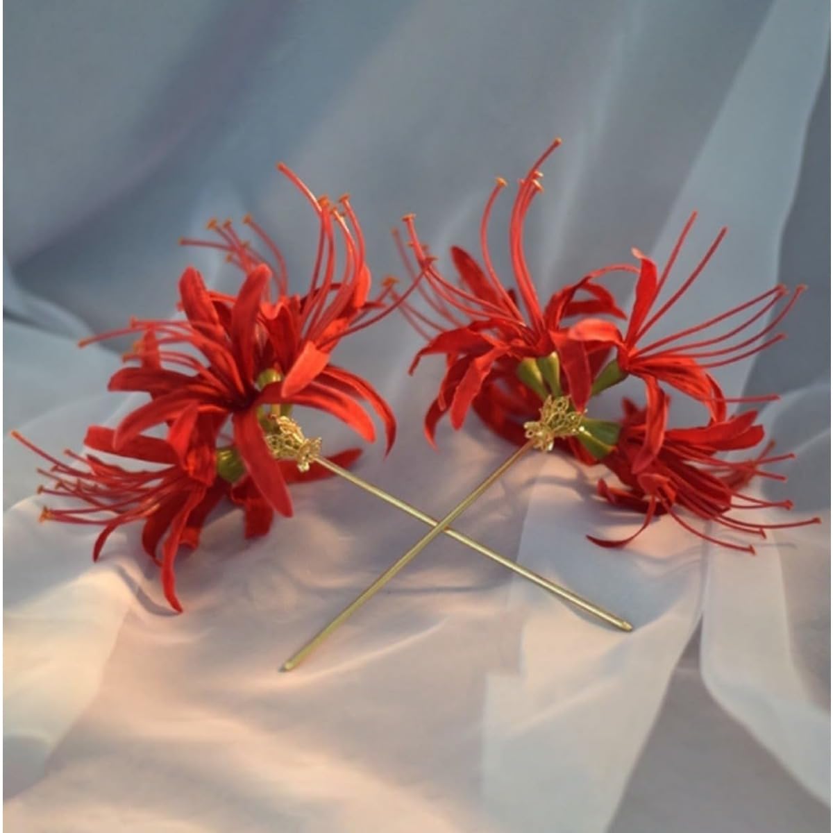 Amazon | Qfmr 美しい 彼岸花 かんざし ヒガンバナ 曼珠沙華 ディップ