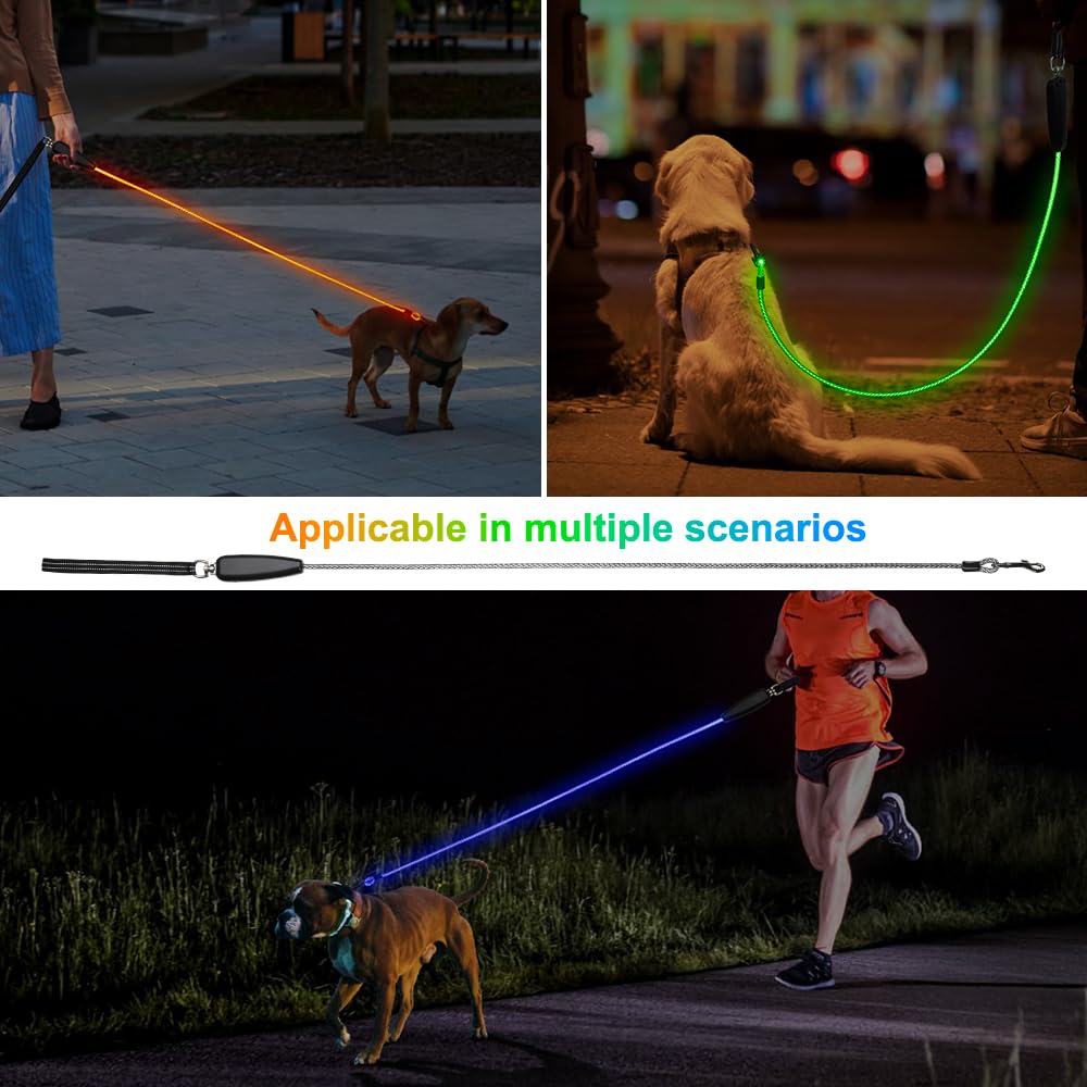 Guinzaglio LED per cani, ricaricabile tramite USB, colorato, 1,5 m