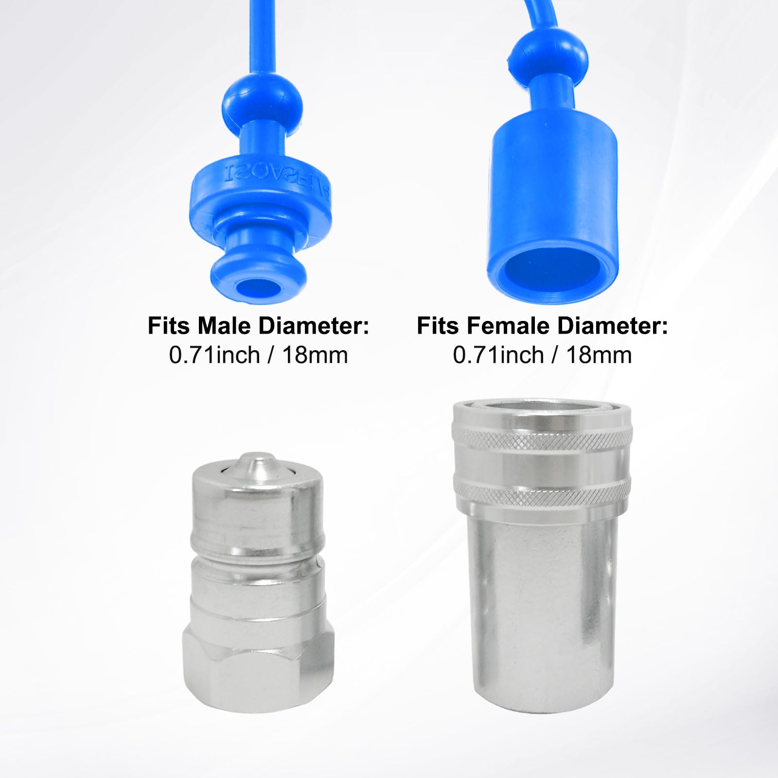 M METERXITY 4 Set Copertura Polvere Giunto Idraulico Tappo Femmina 3/8 ISO-A PVC Gomma Anello Ritenuta Coperture Collegamenti Rapidi
