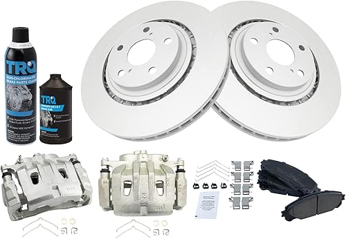 TRQ Kit de pastillas y rotores de pinzas de freno delantero para Lexus 2010-2015 Toyota 2010-2018