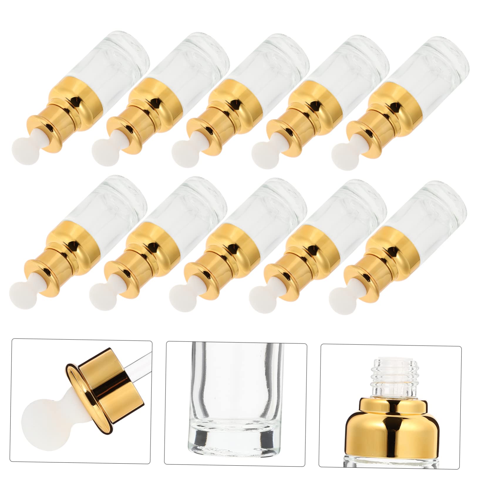 Healeved Glastropfflasche 50ml Glas mit Tropfer, Gold, 10 Stück für Reisen