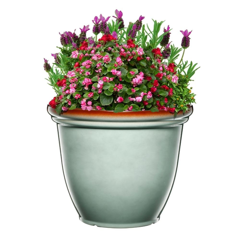 Gardening Naturally Dark Grey Anygyi Ceramic Effect Pot – Recycled Plastic Planter, Frost-Proof, Ideal For Indoor And Outdoor Settings, 36Cm X 45Cm (Dark Grey) By Flowersea