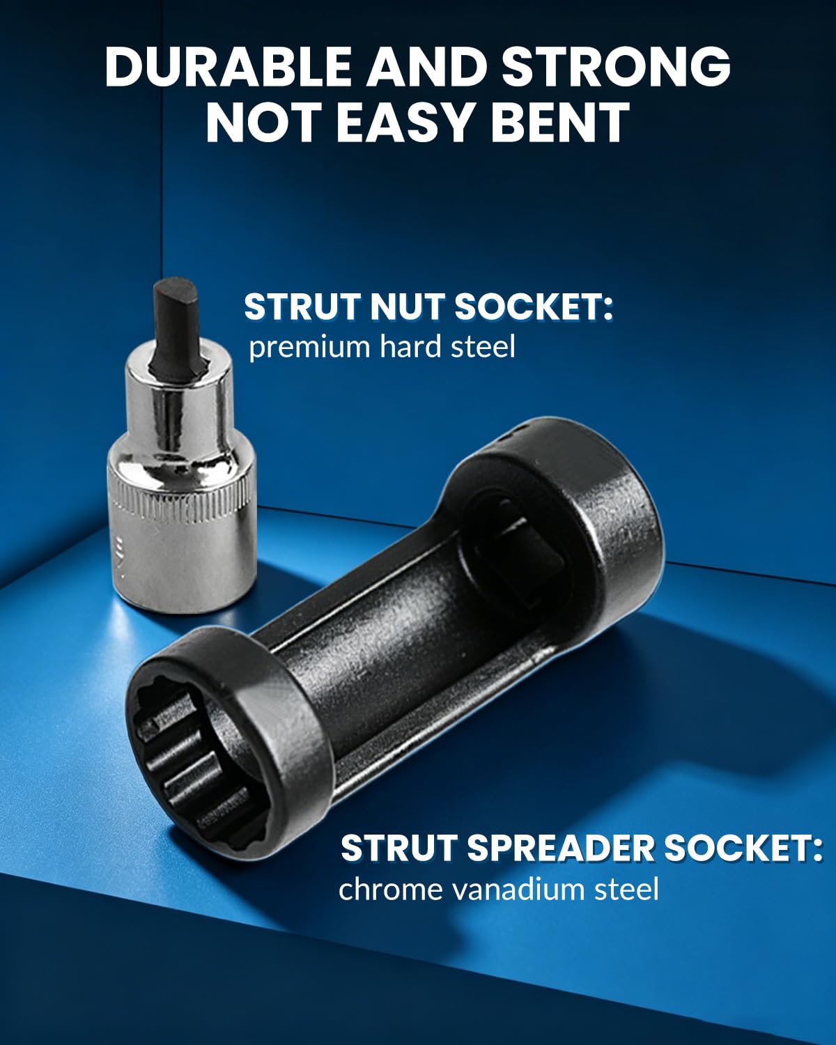 DPTOOL Enchufe de tuerca de puntal de 16 mm, 18 mm, 19 mm, 21 mm, 22 mm, 24 mm con 12 puntos, 1/2 ", enchufe esparcidor de puntal de suspensión, herramienta de amortiguador de 8 piezas