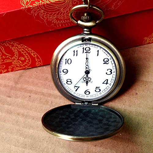 Rosepoem orologio da tasca antico Orologio da taschino di bronzo vintage Doctor  Who Orologio da tasca al quarzo retrò Numeri arabi orologio da tasca con  catena per uomo -