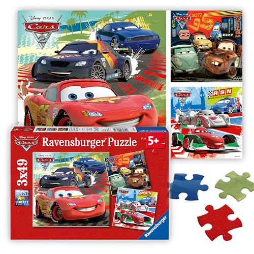 Product Image of the Ravensburger - Disney Cars: Worldwide Racing Fun - 49 Piece Jigsaw Puzzle 3 Pack...